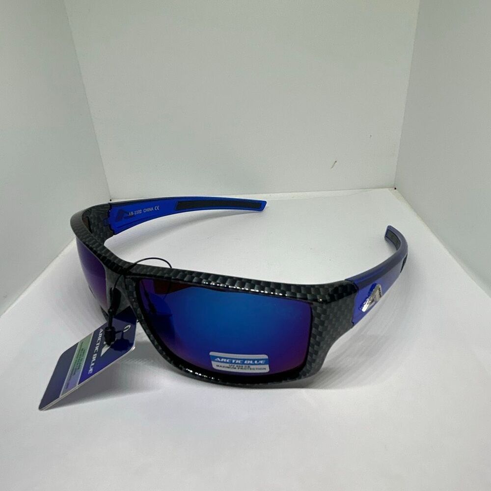 Arctic Blue Wrap Sunglasses Blue Mirror Lens UV400 Sport Style